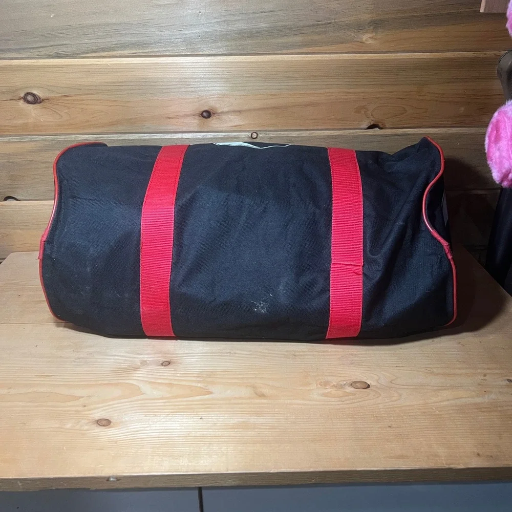 VTG 90s Yin Yang‎ Duffel Bag Black Red Grunge Gym Carry-On Graphic Canvas Travel
